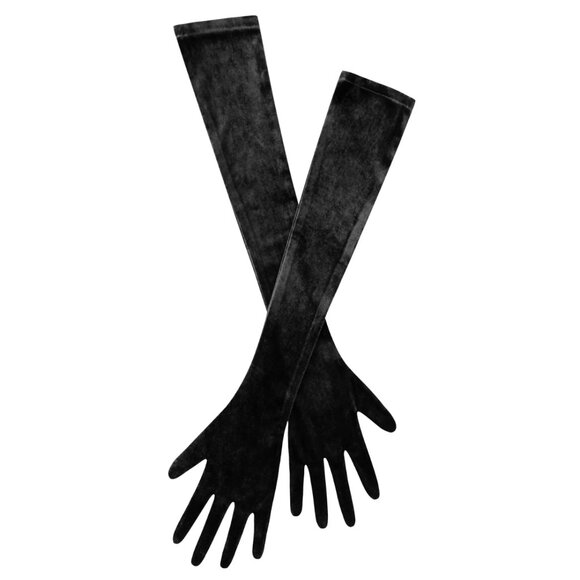 Black Velvet Opera-length Gloves from Miss Circle - XS/S - Picture 1 of 3